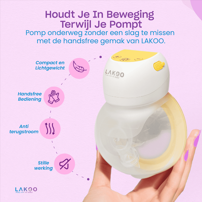 Lakoo® Hands-Free breast pump - electric double breast pump - Breast pump - Double electric hands-free breast pump - Portable - Transparent/Yellow