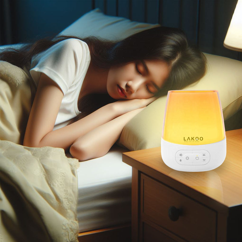 Lakoo® - White noise machine-baby - With lamp 8 Different colors - 20 different sounds - with timer - White noise machine