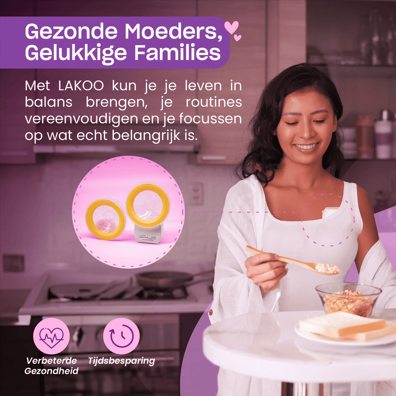 Lakoo® Hands-Free breast pump - electric double breast pump - Breast pump - Double electric hands-free breast pump - Portable - Transparent/Yellow