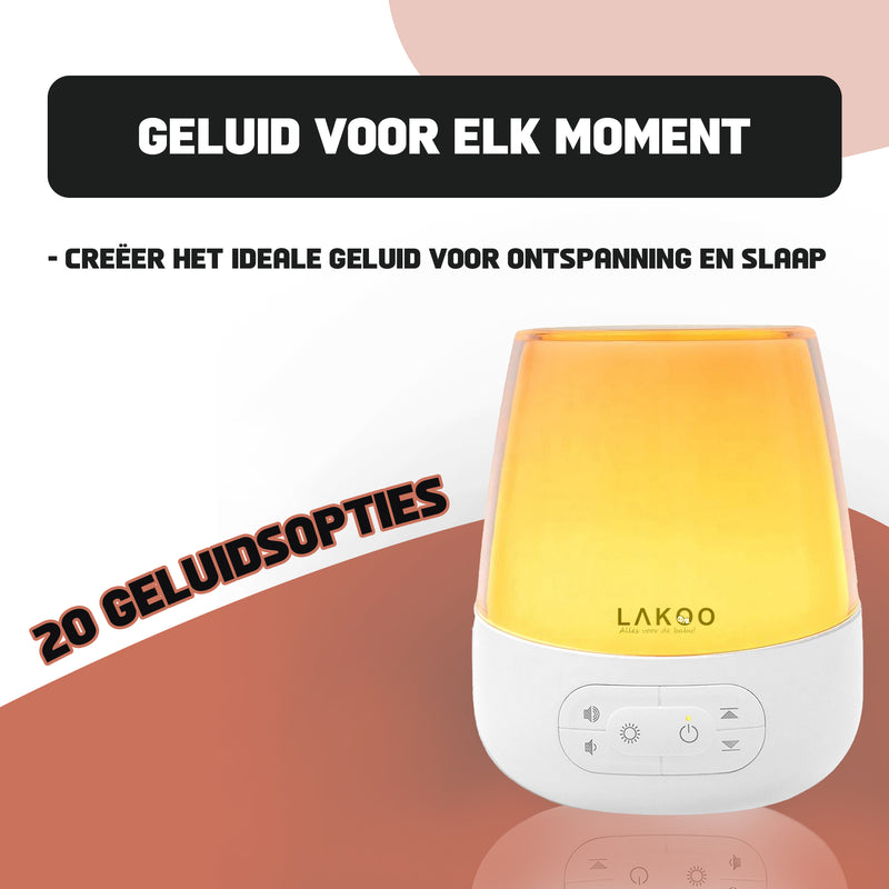 Lakoo® - White noise machine-baby - With lamp 8 Different colors - 20 different sounds - with timer - White noise machine