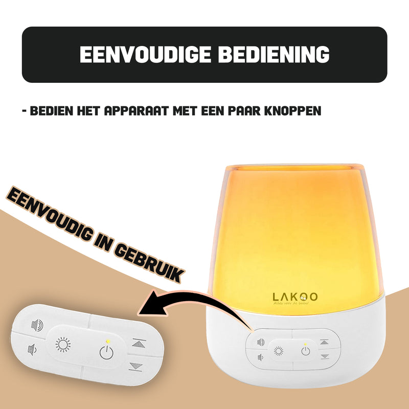 Lakoo® - White noise machine-baby - Met lamp 8 Verschillende kleuren - 20 verschillende geluiden - met timer - Witte ruis machine