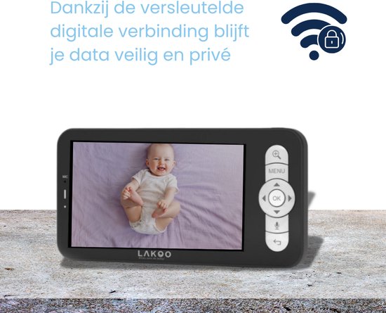 LAKOO babyfoon "Levi" - camera en monitor - met app - zwart