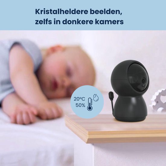 LAKOO babyfoon "Levi" - camera en monitor - met app - zwart