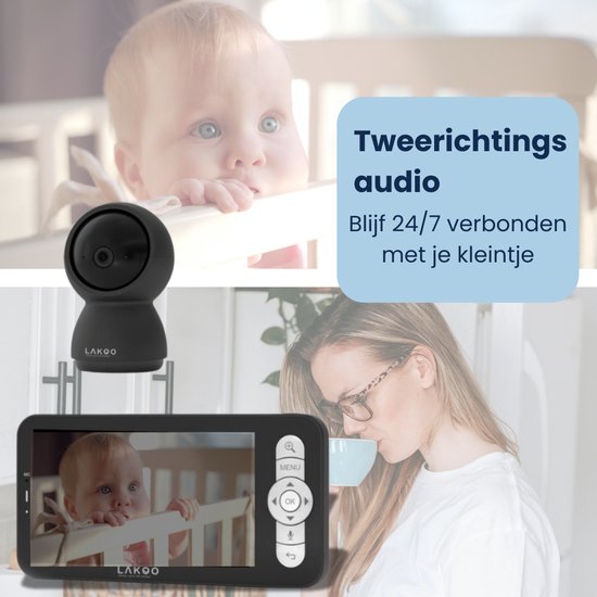 LAKOO babyfoon "Levi" - camera en monitor - met app - zwart
