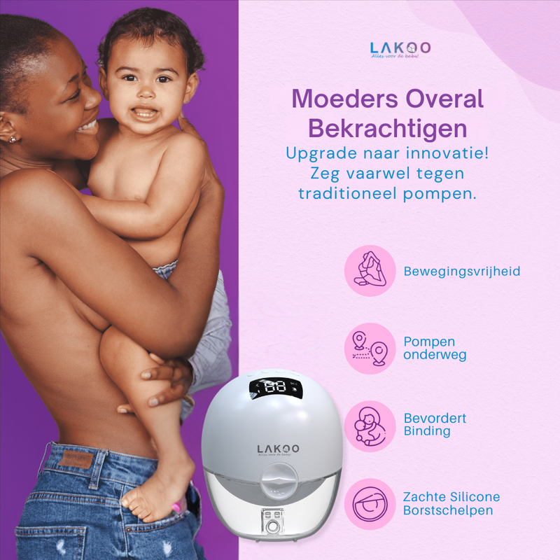 LAKOO® - Double breast pump - Manual breast pump - Electric breast pump - Breast pump - Hansfree