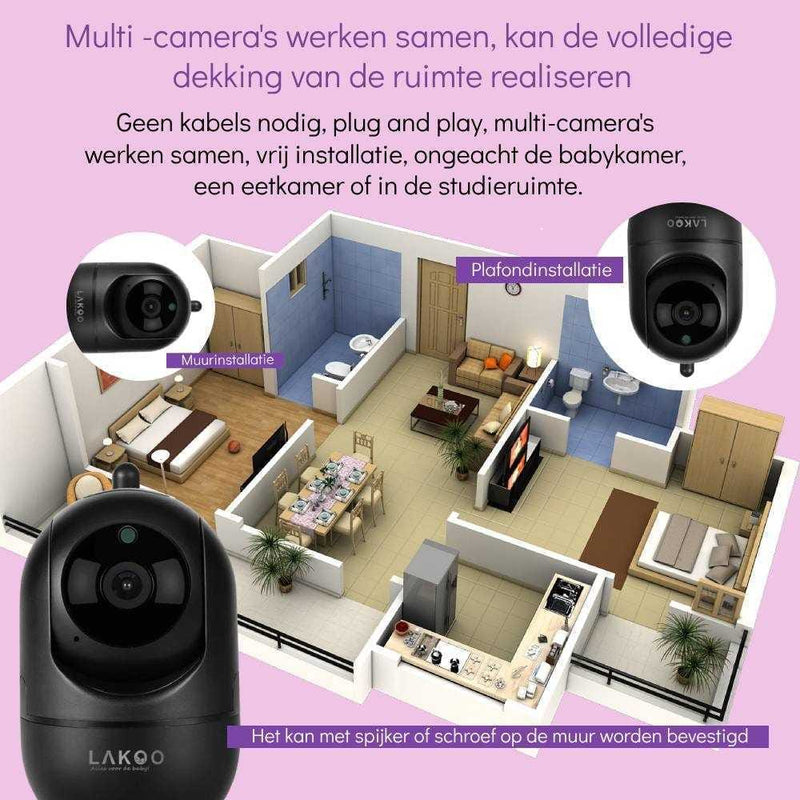 Lakoo - Baby Monitor with Camera and App - WiFi - FULL HD 3 pack