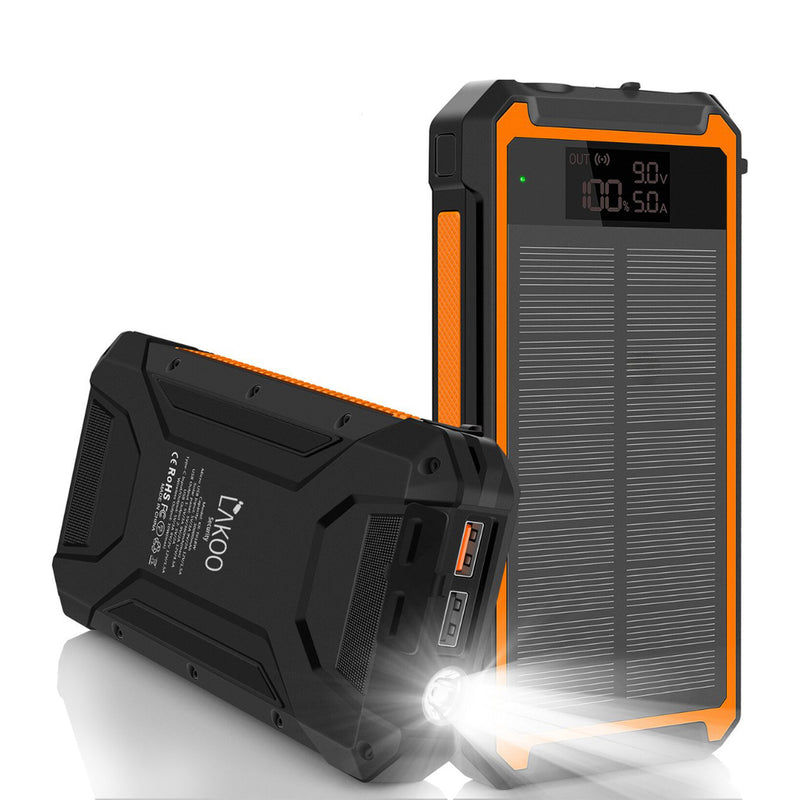 LAKOO - Solar-Powerbanks - Solar-Powerbank - iPhone-Powerbank - 30000MHA-Babyphone - Babyphone - Solarenergie - Wasserdichte LED-Beleuchtung - Kabelloses Laden - Anschluss für das Babyphone