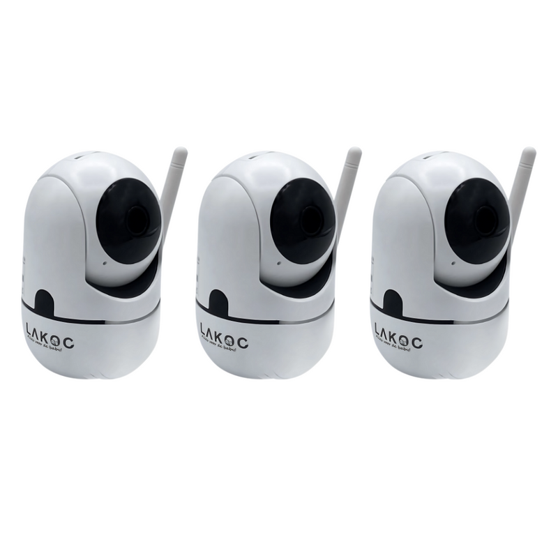 LAKOO BabyGuard Smart - Baby monitor with Camera and App - 1080p Full HD, WiFi - Night vision - Motion detection - Talk-back function - Rotatable - 3 Pack