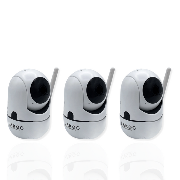 LAKOO BabyGuard Smart - Baby monitor with Camera and App - 1080p Full HD, WiFi - Night vision - Motion detection - Talk-back function - Rotatable - 3 Pack