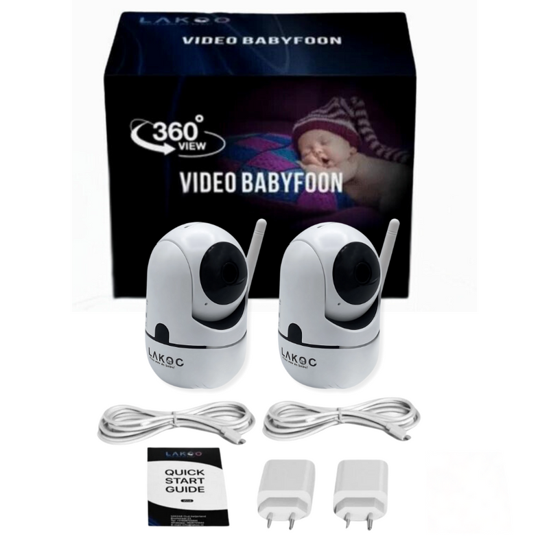 LAKOO BabyGuard Smart – Babyphone mit Kamera und App – 1080p Full HD, WLAN, Nachtsicht, Bewegungserkennung, Talkback-Funktion, Schlafmusik, drehbar – 2er-Pack