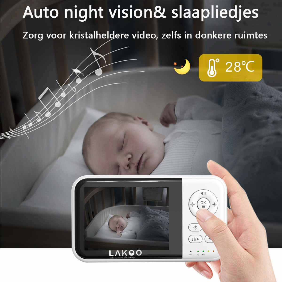 Lakoo Babyfoon - babymonitor- Video Audio - 3 inch