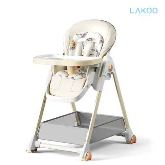 Lakoo Baby-eetstoel met wielen  Wit