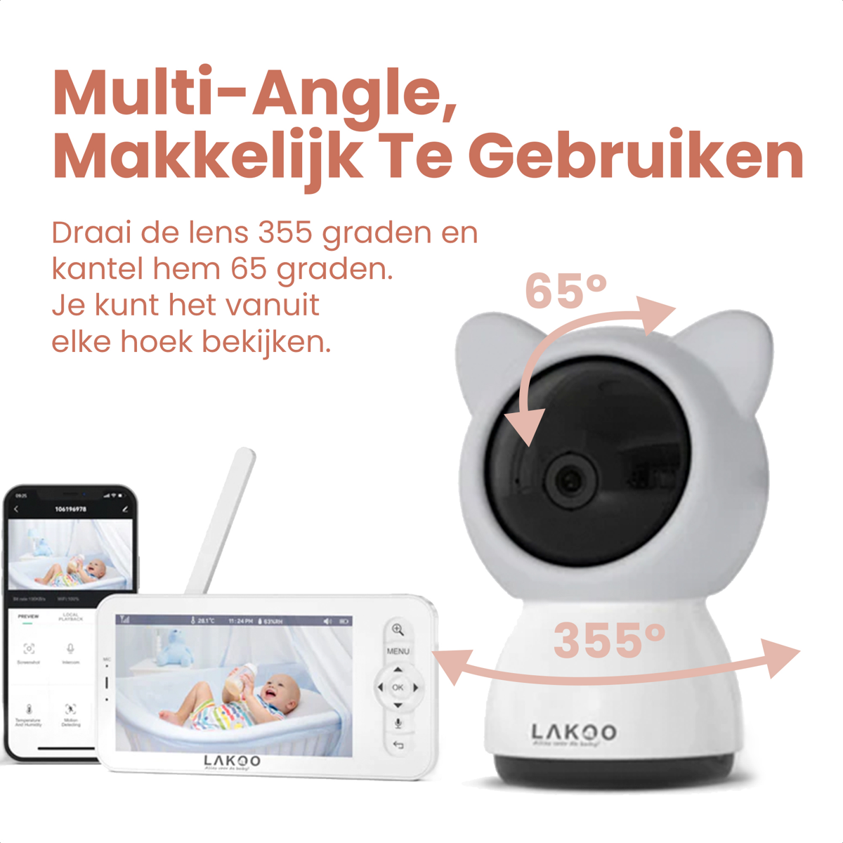 Lakoo BabyGuard Pro Kitty Babyfoon met camera en app