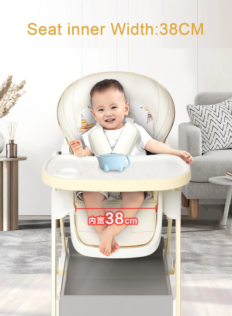 Lakoo Highchair Highchair Baby feeding chair Baby highchair Feeding table Highchair with wheels Double tables Baby tables grey