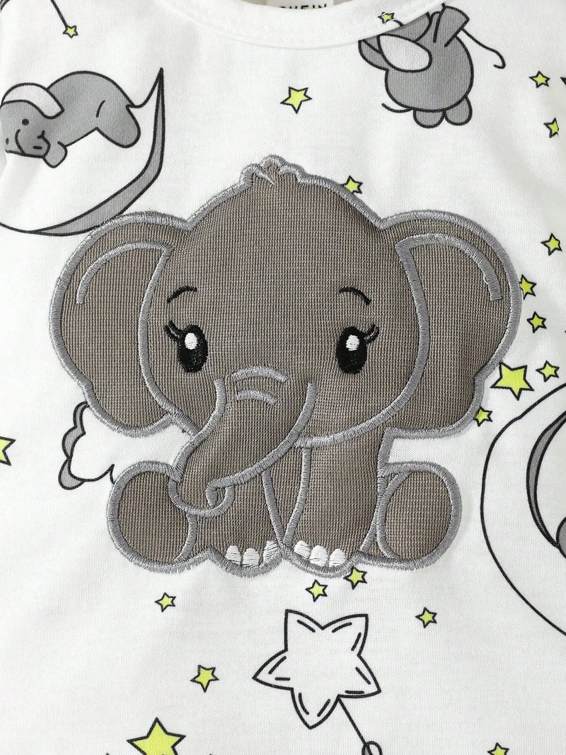 Schattige 2-delige Babyset met Cartoon Olifant Design 🐘💕