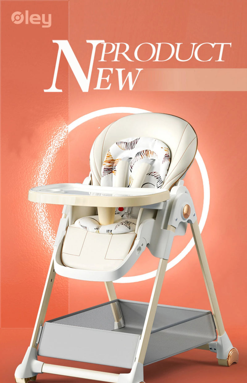 Lakoo Highchair Highchair Baby feeding chair Baby highchair Feeding table Highchair with wheels Double tables Baby tables grey