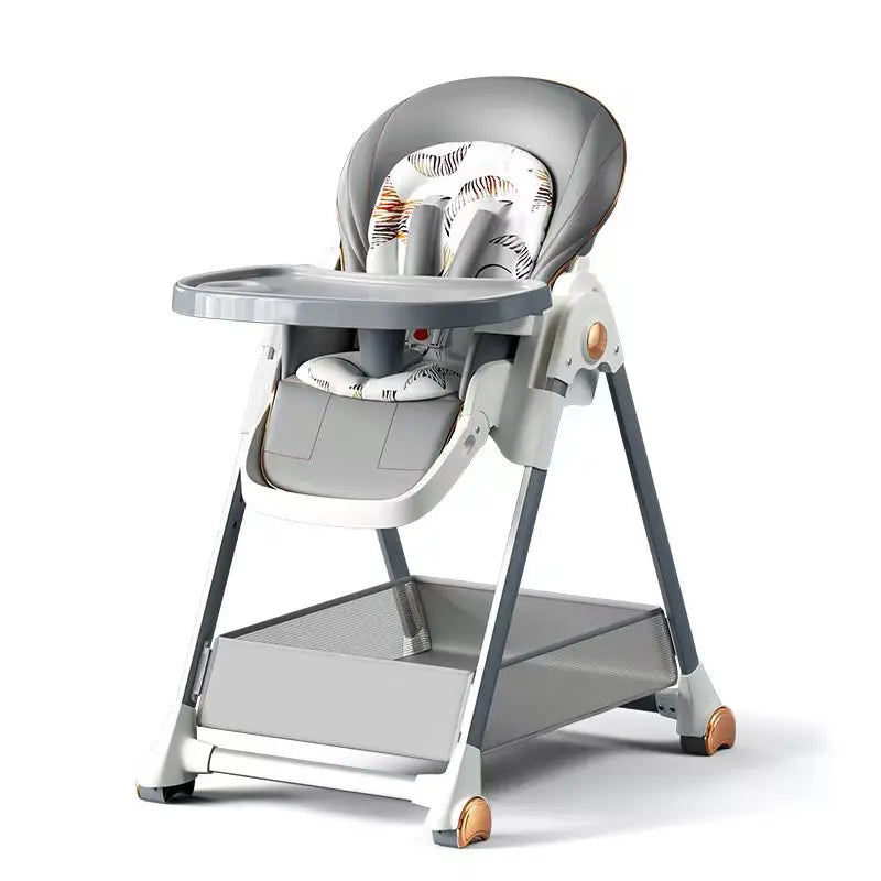 Lakoo Highchair Highchair Baby feeding chair Baby highchair Feeding table Highchair with wheels Double tables Baby tables grey