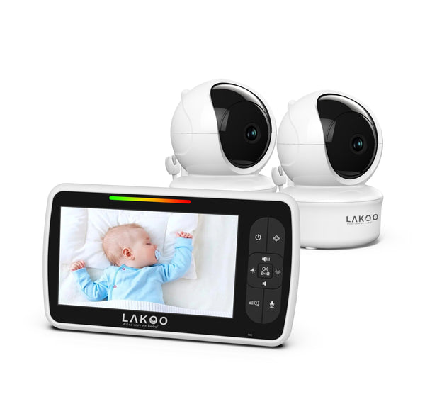 LAKOO-NIEUW-Babyfoon met camera-Beveiligingscamera-Monitor-babyfoon-display-Babyfoon met monitor-Slaapliedjes-set van 2