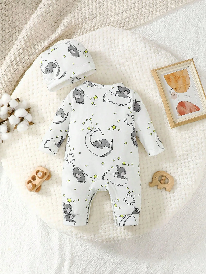 Schattige 2-delige Babyset met Cartoon Olifant Design 🐘💕