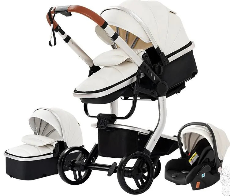 LAKOO Baby White Stroller 3 in 1 WHITE