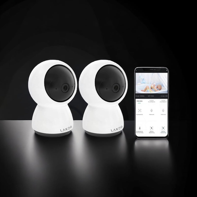 Lakoo® BabyGuard - Multifunctional Security Camera - Baby Monitor - WiFi - expandable - free app - 2 pieces