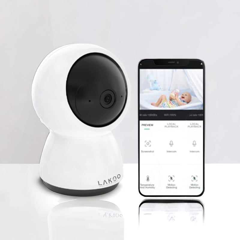 Lakoo® BabyGuard - Security camera - Dog camera - Baby monitor with Camera and app - 720HD - WiFi - Night vision - Motion detection - Talk-back function - Rotatable - Indoor surveillance camera - sleep music