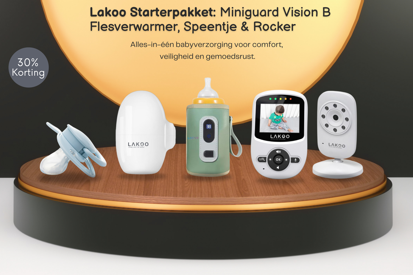 Lakoo Miniguard Vision B met Flesverwarmer met  Speentje met Rocker combi deal 10