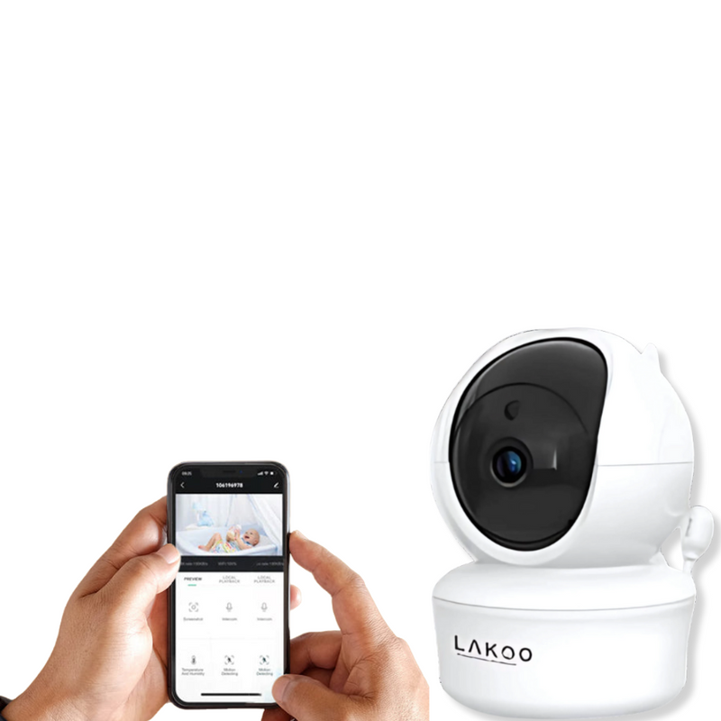 Lakoo® - Baby Monitor with Camera and App - WiFi - FULL HD - Baby Camera - Baby Monitors with Movement and Sound Detection - Indoor - Night Vision for Baby/Nanny